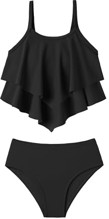Arshiner Fille Ensemble Bikini Volants Enfants Bustier et Slip Deux Pièces Maillot de Bain Été Ensembles Bikini pour Filles 7-15 Ans