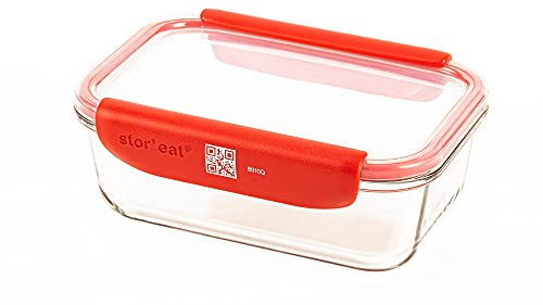 mastrad - Boîte de Conservation Alimentaire Connectée Stor'Eat - Verre Borosilicate Résistant - Sans BPA - 1040 ml
