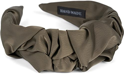 styleBREAKER Bandeau pour femmes avec surface tressée scintillante au look volants, bandeau, accessoire capillaire 04027035, couleur:Olive