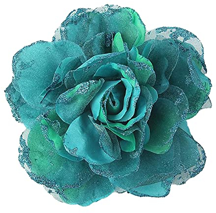 KABELIF 16CM Groß Blume Haarspange Haarblume Rose Brosche Blume Kopfschmuck Haarschmuck Boutonniere Handgelenksblume für Party Strand Hochzeit (Grün)