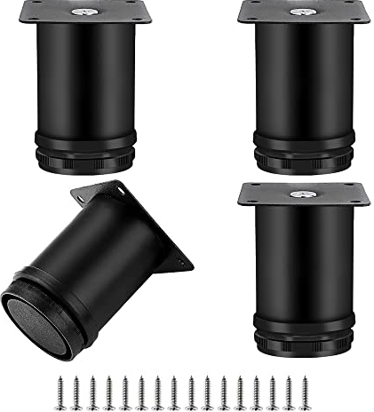 LYCXAMES Möbelfüße, 4 Stück runde Schrankfüße, 6cm verstellbare Möbelbeine, Edelstahl Sockelfüße Tischfuß für Stühle Tisch Schrank und Sofa