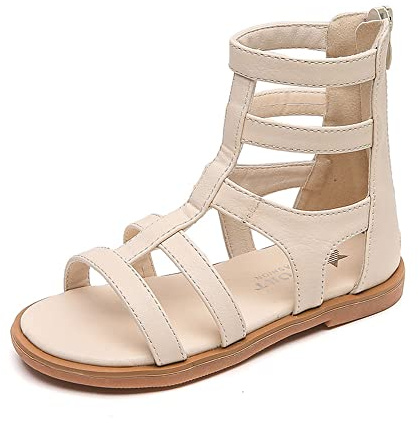 FM2018XSL Sandales romaine pour filles Chaussures Confortable avec fermeture éclair d'été (beige, little_kid, women, numeric_32, numeric, eu_footwear_size_system, medium)