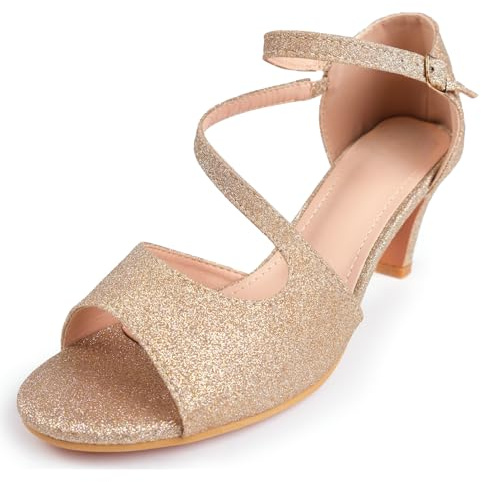 Fashion Thirsty Womens Low Heel Glitter Ladies Prom Bridal Wedding Shoes Evening Party Occasion Heeled Open Toe Strappy Comfort Dress Sandals