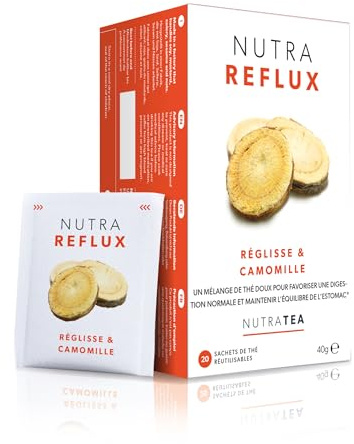 NUTRAREFLUX - Acid Reflux Tea | Heartburn Relief Tea - Providing Upset Stomach Relief and GERD relief - Includes Fennel & Licorice - 40 Enveloped Tea Bags - by Nutra Tea - Herbal Tea- (2 Pack)