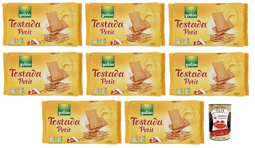 8 x Gullón Petit Tostada, galletas tradicionales, paquete de 400 g, cada paquete contiene 3 porciones de 133,3 g + lata italiana gourmet Polpa di Pomodoro de 400 g