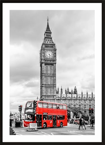 HUBDECO Bild Wanddekoration Poster - Hochwertiges Poster gedruckt auf 200g/m2 Posterpapier - Tolle Zimmerdekoration - Schlafzimmer Bilder - Ohne Ramen - 70x50cm - Big ben london
