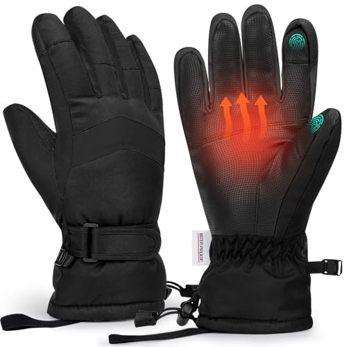 Homord Gants Hiver Homme, imperméable Gants Ski Homme - Chaud Tactiles Gants de Neige pour Moto,Snowboard,Velo,Course,la randonnée
