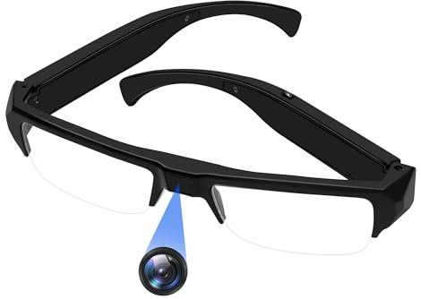Tebetu Caméra Cachée Lunettes HD 1080P, Mini Camera Espion sans WiFi, Lunettes avec Caméra Intégrée avec opération à Une Touche pour Les activités de Plein air
