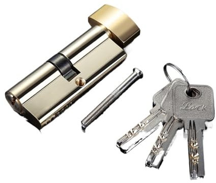 Bombin Cerradura Seguridad,Bombin Doble Embrague 1 Juego de cerradura de cilindro de puerta sesgada, 70mm, 3 llaves, entrada antirrobo, cerradura de puerta AB de latón, cilindro de cerradura Interior