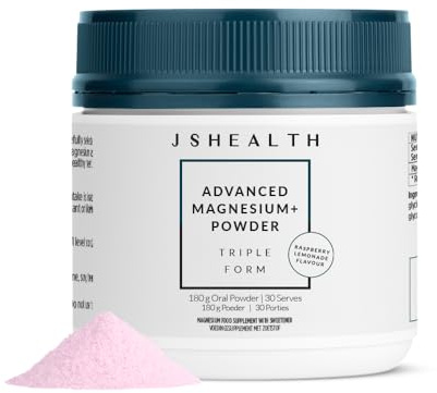JSHealth Vitamins Advanced Magnesium+ Powder with Magnesium Glycinate & Citrate - Supplement with 3 Forms of Bioavailable, 400 mg/Serving