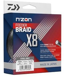 Daiwa N'Zon X8 Braid Fil de pêche tressé Gris acier