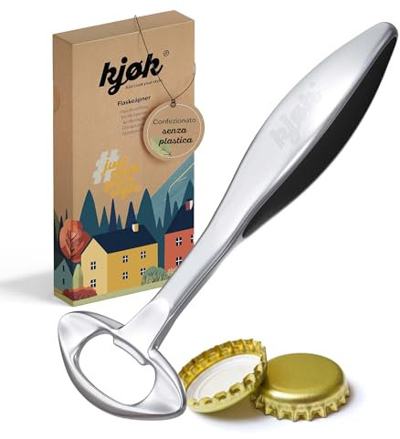 kjøk Premium Apribottiglie Elegante – Il Regalo Perfetto per Uomini in Lega di Zinco con Finitura Cromata Opaca – Apribottiglie per Birra, Cola, Limonata e Altre Bottiglie con Tappo a Corona