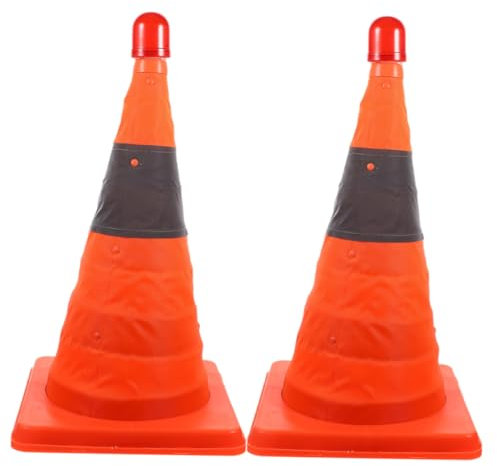 Zerodeko 2pezzi Coni Di Sicurezza Stradali Riflettenti Coni Di Parcheggio Pieghevoli Stradali Con Luce Led Di Emergenza Portatili Di Sicurezza Resistenti Pieghevoli Per Uso Quotidiano