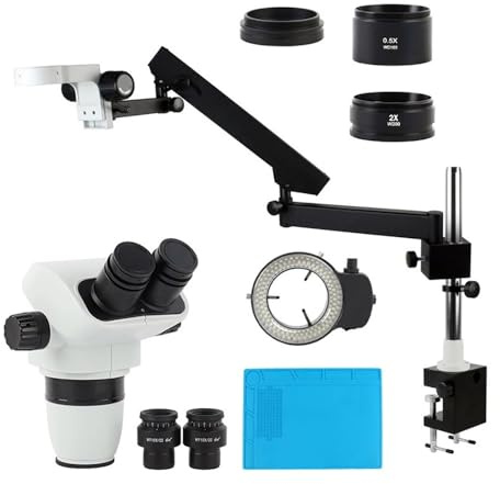 Accesorios Para Microscopios Microscopio binocular estereoscópico parfocal de 3,35 x 6,7 x 45 x 90 x con brazo articulado, abrazadera de foco, soporte de columna B de 32 mm Durabilidad Y Rendimiento C