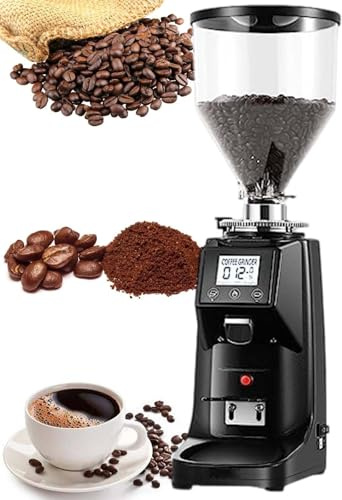 Macinacaffè elettrico commerciale per caffè macinato, macinacaffè elettrico a macine piatte con 19 impostazioni, macchina per caffè espresso con controllo touch e display digitale 500ml-Black