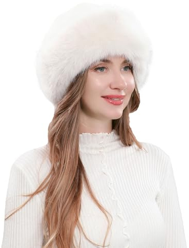 Gorro de invierno de piel sintética para mujeres, gorro peludo estilo ruso esponjoso y cálido, gorra de felpa acogedora para clima frío de moda, S-XL