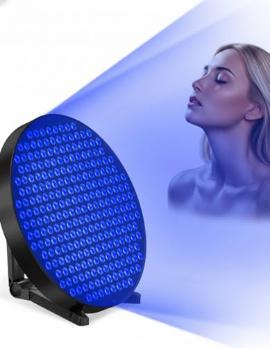 Jitesy Solarium för hemmet, rund solbränning med 460 NM x 250 lysdioder, 50 W ansiktssolarium, justerbart stativ och upphängbara krokar, solarium för hemmet för kroppen (svart)
