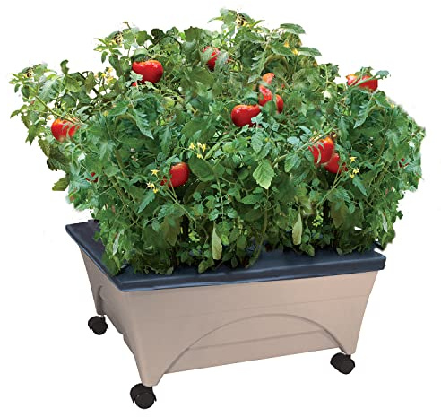 Emsco Group 2342-1HD City Picker Self Watering and Improved Aeration – Mobile Unit with Casters-Sand Raised Bed Grow Box