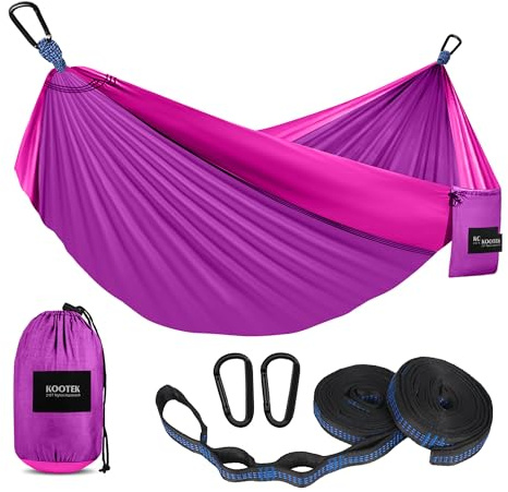 Kootek Camping Hammock 500 lbs Capacity, Portable Hammocks with Tree Straps & Attached Carry Bag, Camping Essentials Gear, Perfect for Outside Indoor Hiking Beach Backpack Travel