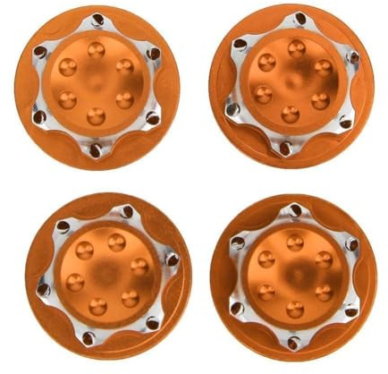 Pack de 4pcs 17mm écrou de moyeu de Roue, Alliage d'aluminium Anti-poussière Couvercle écrou Remplacement de Roue Accessoire adapté pour 1/8 RC modèle de Voiture(Orange)
