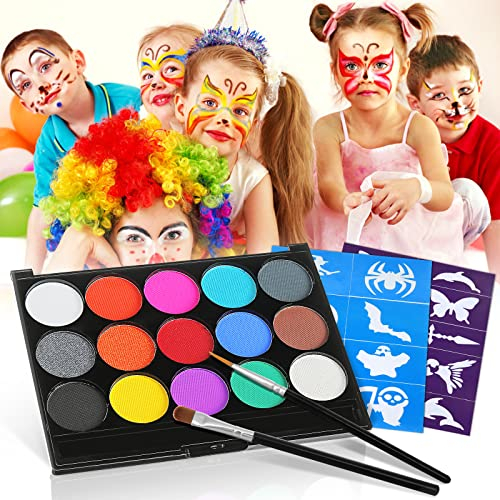 Skymore Kinderschminke Schminke Set, Face Paint Set, Schminkfarbe Kit für Kinder, Körperfarben mit Pinsel, Bodypainting Kit für Karneval