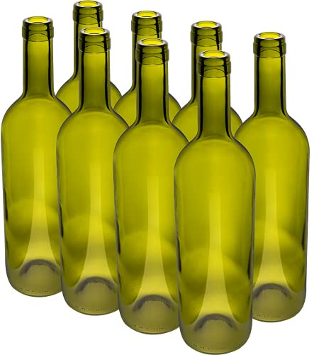 Browin 631471 Uppsättning med 8 gröna vinplan, med en kapacitet på 750 ml – olivfärgad, bordeaux, med kork