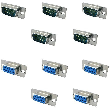iYueMps 10 Stück DB9 Stecker + Buchse Adapter RS232 9 Pins D-Sub Löten Adapter Gender Changer für PC Zubehör