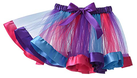 Yealoo Falda Tutu Arcoiris en Capas para Niñas Vestido de Ballet Disfraz de Arco Iris para Niñas Pequeñas, Disfraz de Danza, Conjunto de Falda Tutú para Niñas