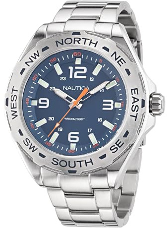Nautica Men's NAPCWS302 Clearwater Beach Recycled (85%) Stainless Steel Bracelet Watch