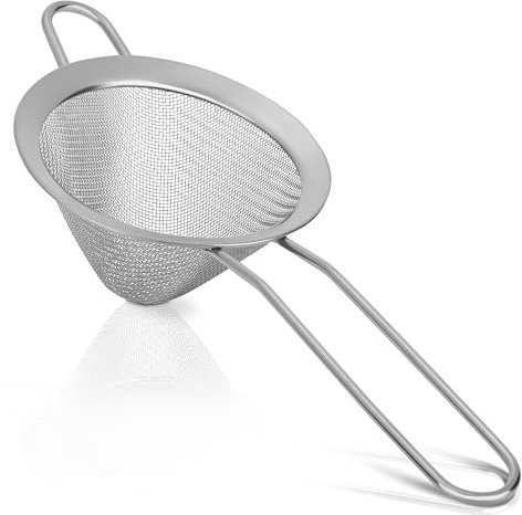 Upgraded 3.3 304 Stainless Steel Fine Mesh Strainers for Kitchen, Cocktail Strainer Tea Coffee Juice Strainer Food Strainer Mini Sieve Strainer, Silver