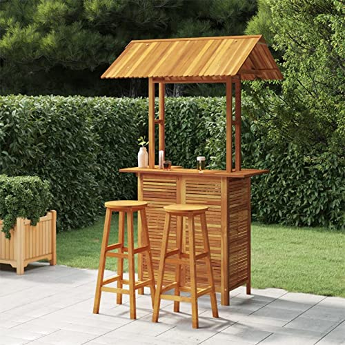 BaraSh 3-TLG. Gartenbar-Set Stehtisch Outdoor Bartisch-Set Bar MöBel Bar Outdoor Theke Garten Theke Bar Massivholz Akazie 3116006