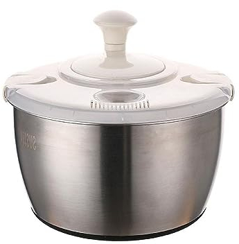 XINYIN Centrifugadoras de ensalada y frutas herramienta de cocina de acero inoxidable hilandero lavado eficaz escurre de verduras secas 5L máquina de ensalada de acero inoxidable capacidad herramienta