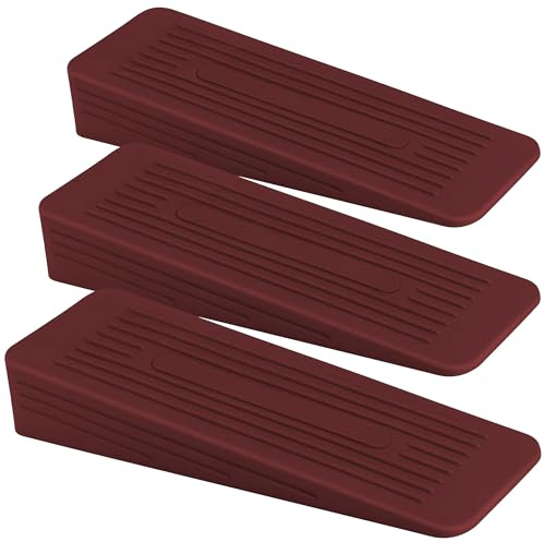 AFFIXERS Door Stop | Door Stoppers for Floor Anti-Skid, Durable, and Heavy Duty Rubber Door Stops | Ideal for All Types of Surfaces | Door Wedges Indoors (Brown, Pack of 3)