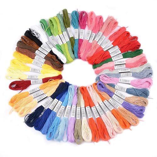 Stickgarne, 100 Knäuel, Regenbogenfarben, Stickgarn für DIY-Garn, Handwerk, Kreuzstich, Freundschaftsarmbänder und Nähen (50 Farben)