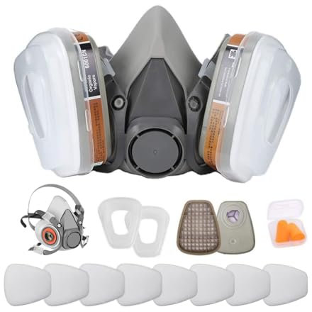 ANUNU Masque de Protection Respiratoire Réutilisable, Respiratoires chimique avec filtres pour peinture à gaz pour résine époxy