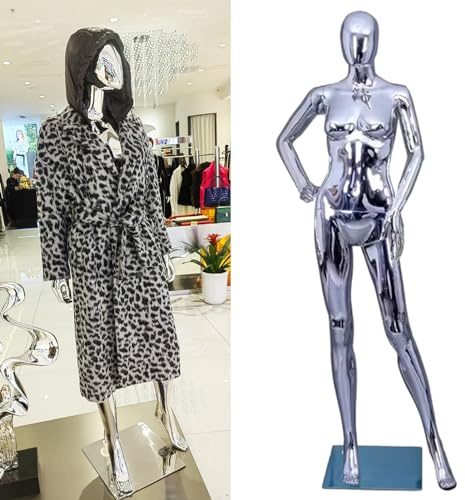 NUNETH Maniqui Plateado Maniqui Cuerpo Vestido Forma Torso, Maniquies de Cuerpo Entero Mujer Hombre 70 Pulgadas 72 Pulgadas, Costura Escaparate Apoyos, Cosplay Maniquí 5 Poses (Color : Female B Pose)