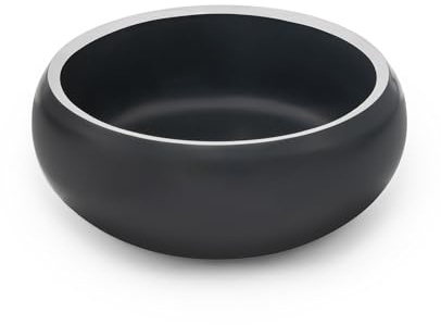 lionto Comedero de Acero Inoxidable para Perros, 2000 ml, Comedero con Almohadillas de Silicona Antideslizantes, Bebedero para Perros y Gatos, Curvado, Negro