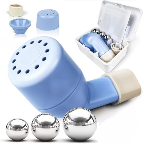 Hygiene100 Tragbares Atemübungsgerät mit vibrierenden Kugeln in 2 Größen zur Lungenreinigung, Lungenaufbau/Erweiterung, Lungenstärkung und Schleimentlastung