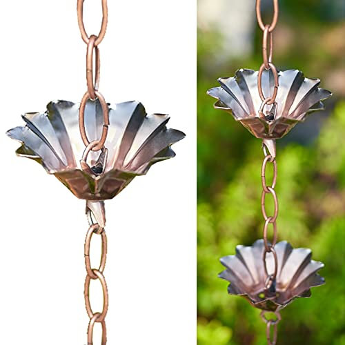 CMYUN Regenkette Retro-Regenketten für Fallrohre, Aussen Schneidbare Dachrinnen Regenketten, Ersatz-Fallrohr-Regenfänger für Wohnkultur, für Deck Garten Veranda(Style1)