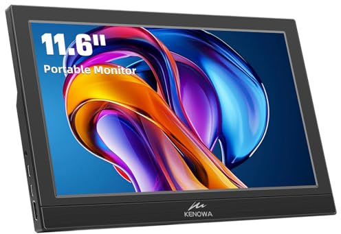 Kenowa Monitor portátil de 11,6 pulgadas con pantalla IPS dual C/HDMI FHD 1920 x 1080 LCD monitor externo para Windows 7 8 10 OS PS3 PS4 Xbox Mac Raspberry Pi B ordenador portátil