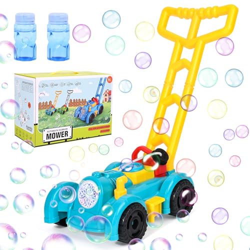 Apritsce Seifenblasen Rasenmäher für Kinder, Seifenblasenmaschine Kinder, Bubble Machine, Seifenblasen Maschine Sommer Gartenspielzeug Outdoor Spielzeug ab 1 2 3 Jahre