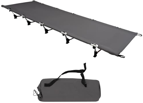 HINOPY Chaise de camping pliable légère - 190 x 65 x 15 cm - Avec sac de transport - Lit de camping pour adulte - Lit de camp et hamac - Pour tente, randonnée, maison, randonnée, bureau - Jusqu'à 150