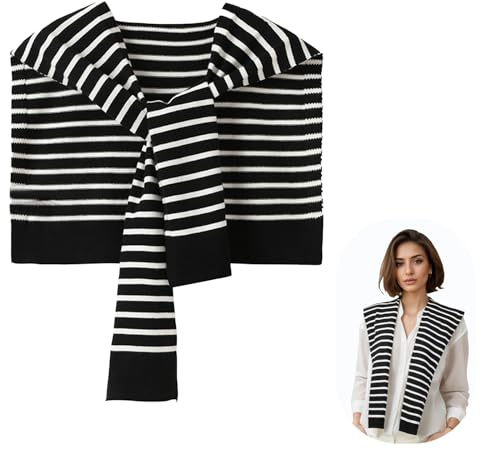 NiceYnn Châle Nouée Femme Poncho Rayure Echarpe en Tricoté | Cape avec Manche Foulard à Ceinture Elégant