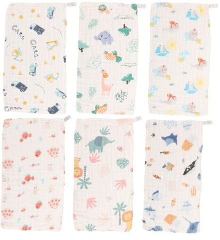 Toyvian 6 piezas Toallas para Niña Algodón Suave Absorbentes Toallitas Saliva y Eructos Multiusos Diseño Infantil para Niñas