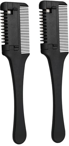 EPIGEIST Peines para Cortar el Cabello 2 Piezas Cuchilla Doble, Peine Texturizador de Plástico y Metal para Cabello, Uso Doméstico DIY para Adultos