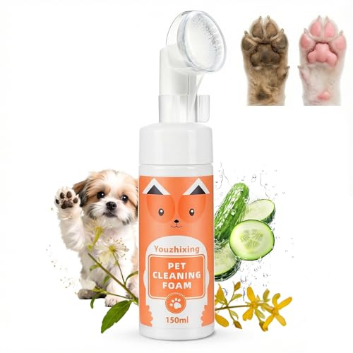 Paw Cleaner for Dogs and Cats,Magic Foam - Clean Paws No-Rinse Foaming Cleanser-Dry Shampoo, Foot Cleaner Brush - with Rose Extract, Odor Control Wash - Good for Puppy
