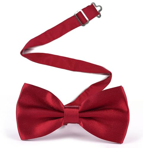 QINQINZIJIN Papillon Uomo, Papillon Pre-legati in Tinta Unita, Regolabile con Gancio, Decorazione Papillons da Uomo per Feste, Matrimonio, Cerimonia (Rosso)