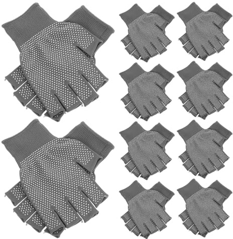 SEWACC Guanti da Lavoro Antiscivolo senza Dita in Poliestere e Pvc Set da 10 Paia Guanti da Ciclismo Invernali Traspiranti per Esterni a Mezze Dita per Uomo e Donna