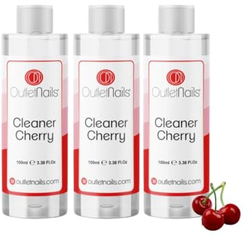 ON OUTLET NAILS 3 x Cleaner 100ml Aroma Cereza - Quita Esmalte de Uñas de Gel y Esmaltado Permanente - Cherry Red