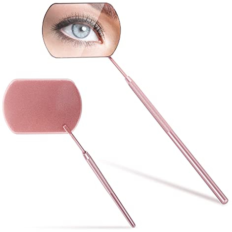 Sibba Quadratischer Wimpernspiegel, tragbare Wimpernverlängerungen Applikator Zubehör Edelstahl abnehmbare falsche Wimpern Spiegel multifunktional Munduntersuchung Werkzeuge (1 Roségold)